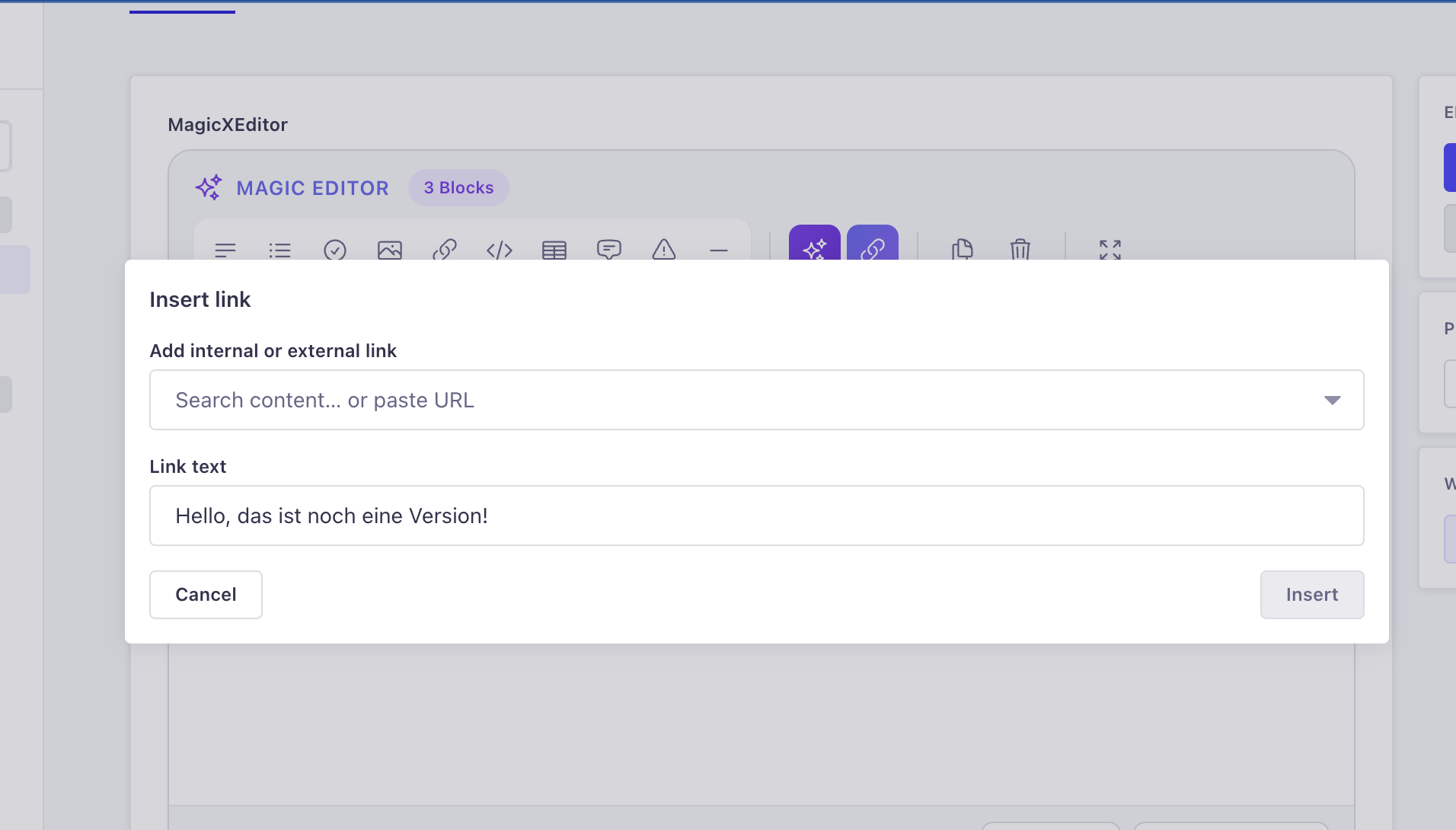 Magic Editor link modal